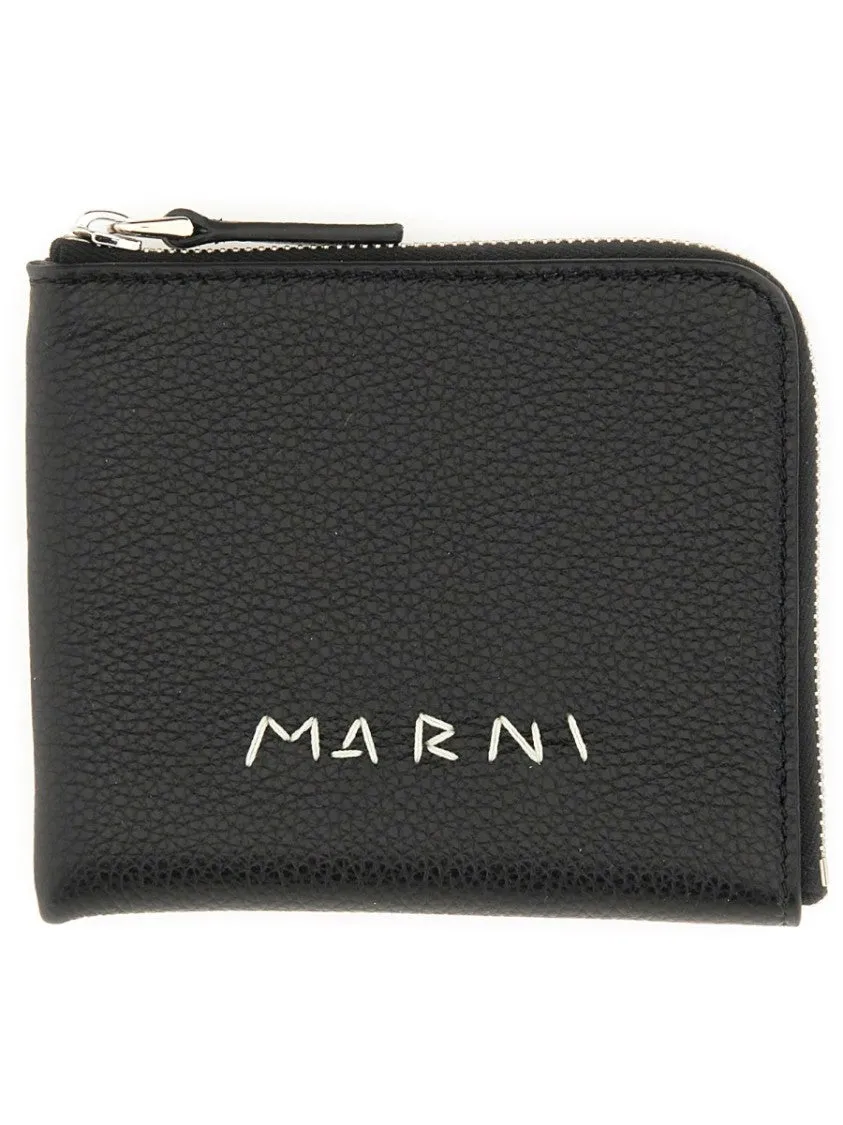 Textured Calf Leather Zip Wallet