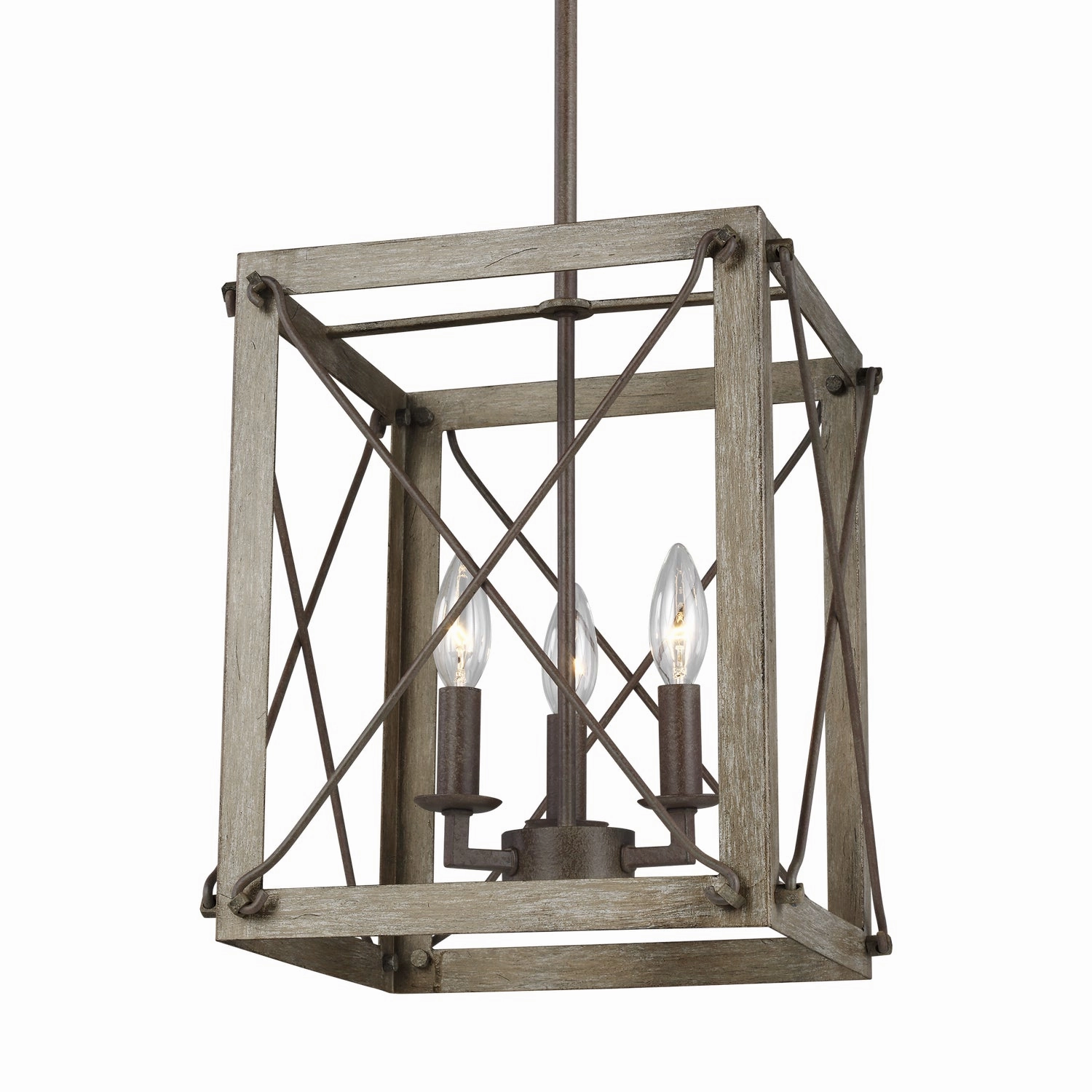 Thornwood Three Light Hall / Foyer Pendant Washed Pine Ceiling Light Fixtures on sale