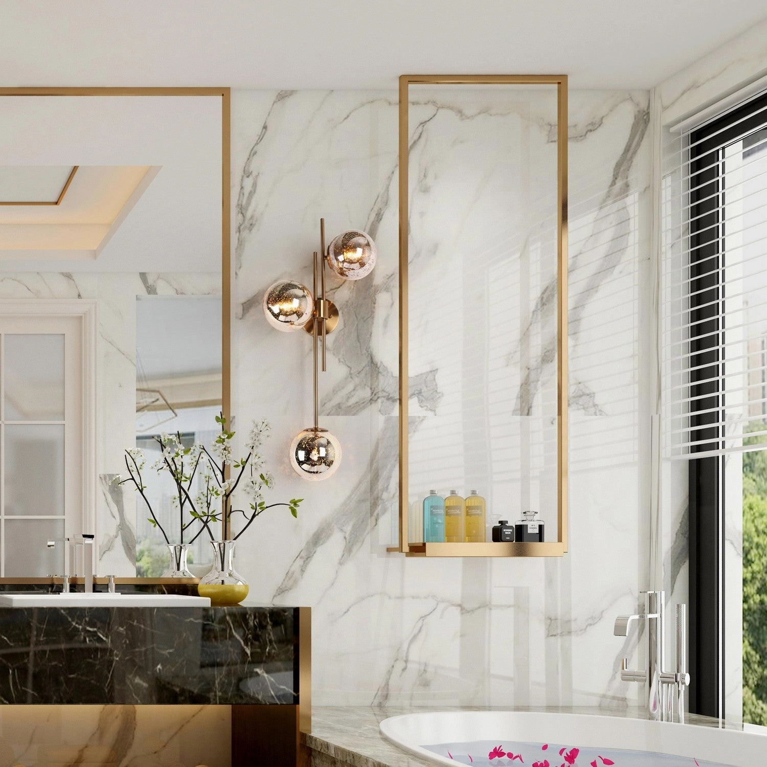 Three Light Wall Lamp Brass Designer Wall Lights store deal