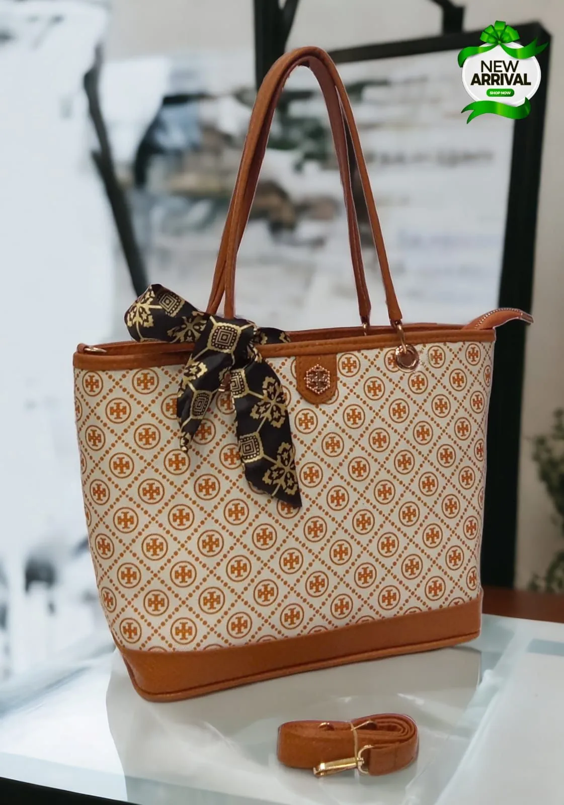Tory Shoulder Bag with Scarf (Brown)