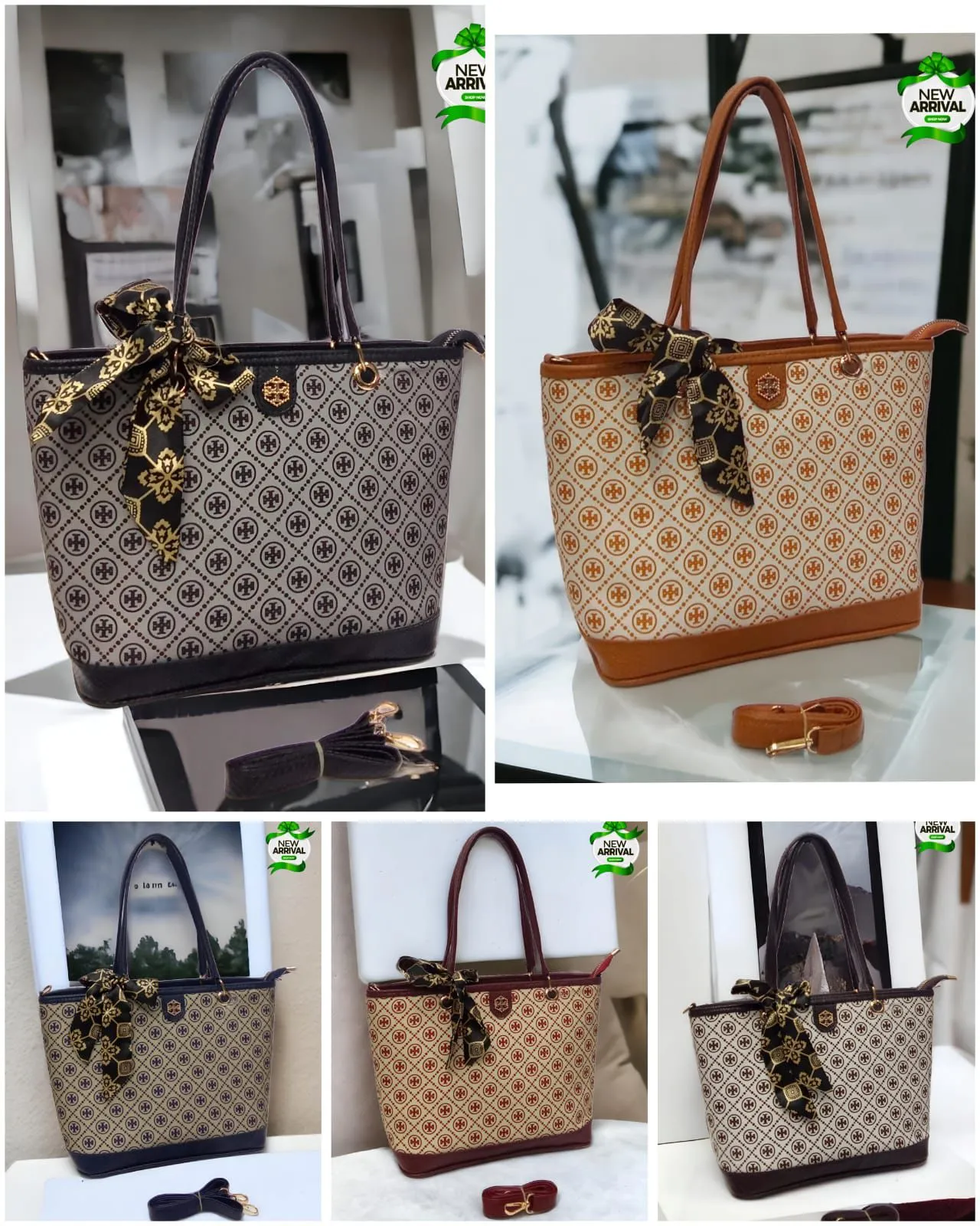 Tory Shoulder Bag with Scarf (Brown)