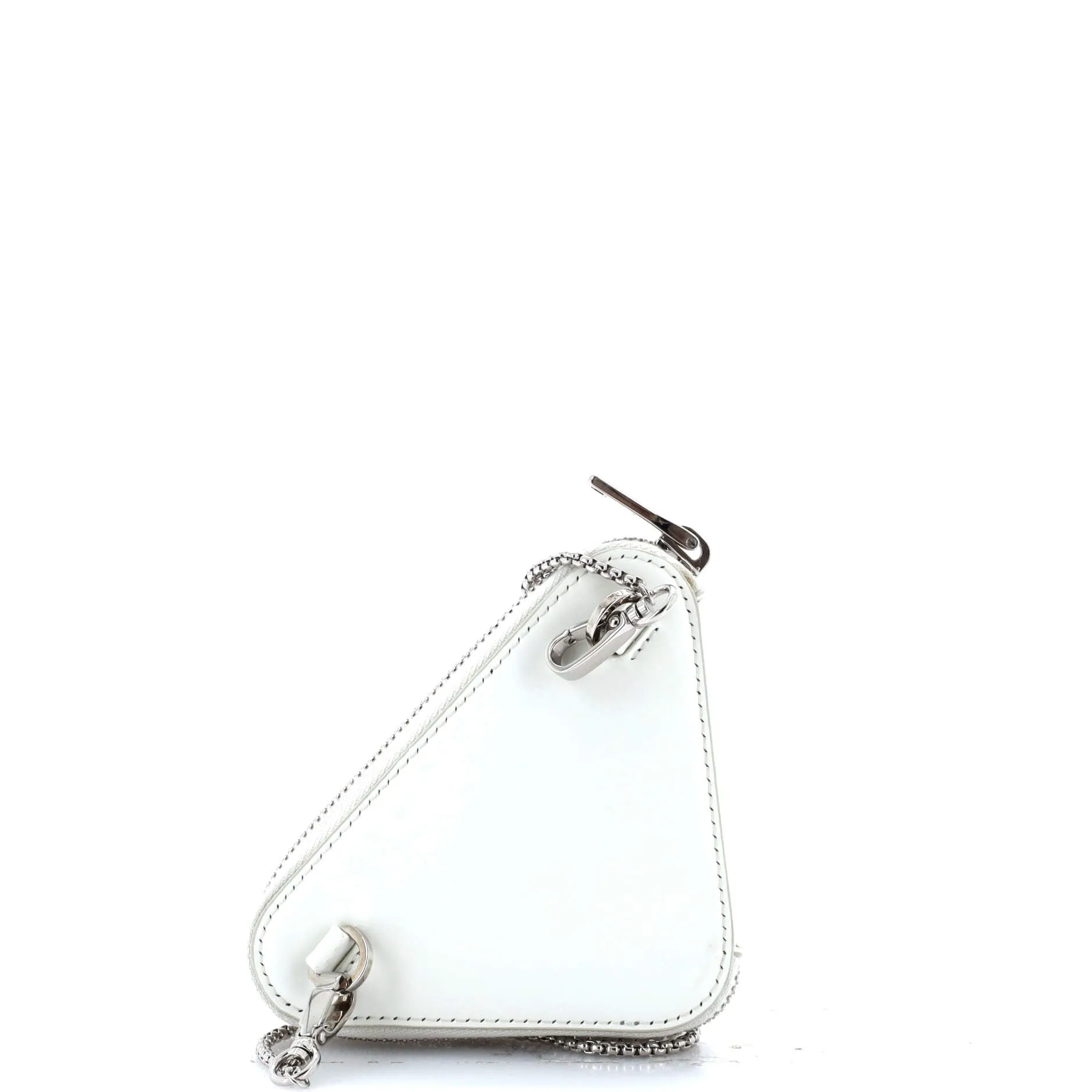 Triangle Pouch Bag with Chain Brushed Leather Mini