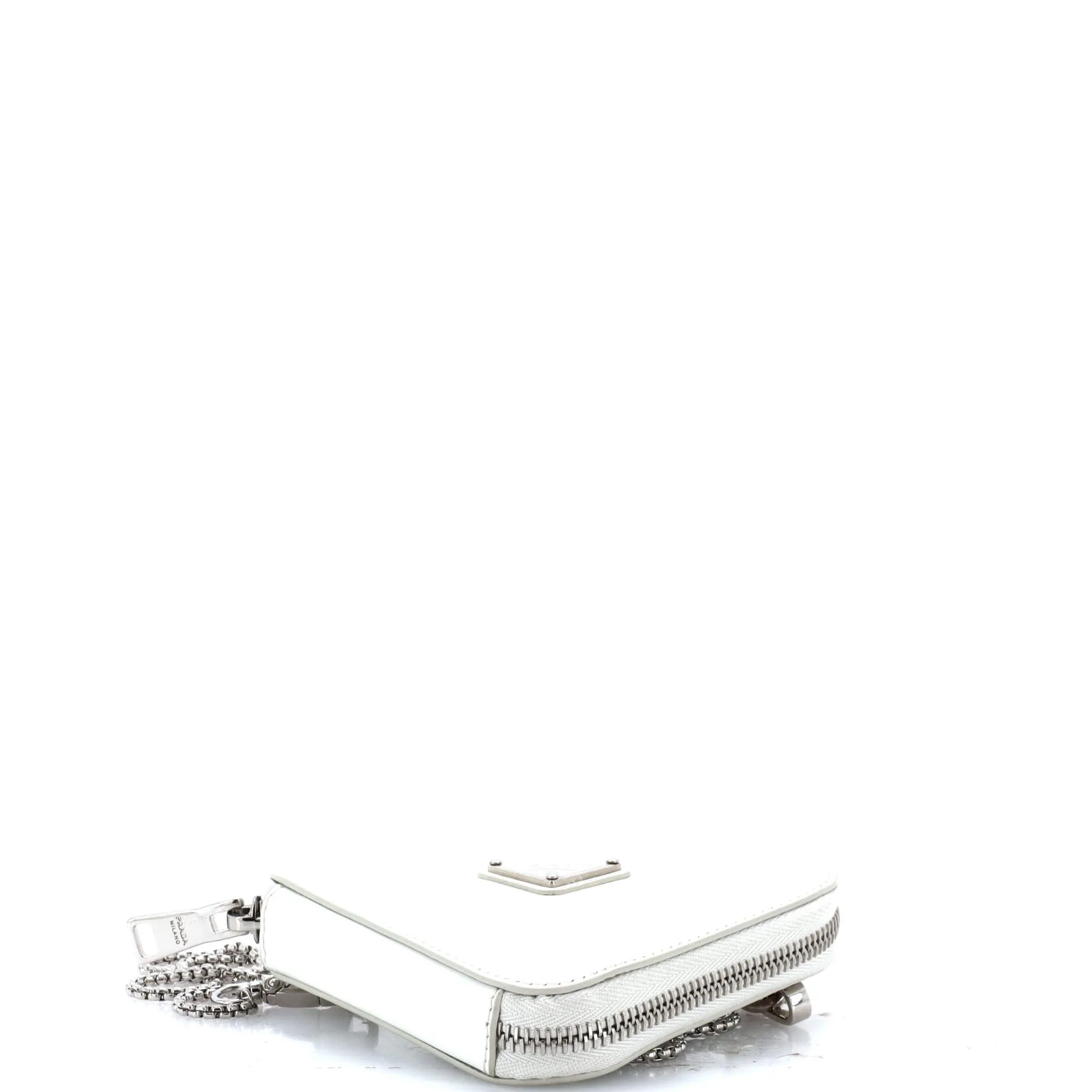 Triangle Pouch Bag with Chain Brushed Leather Mini