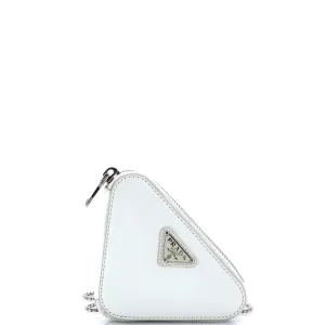 Triangle Pouch Bag with Chain Brushed Leather Mini