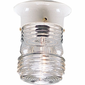 Utility Lantern One Light Outdoor Flush Mount White Outdoor Ceiling Mount Lighting clearance