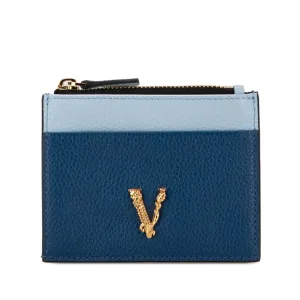 Versace blue Navy Leather Coin Purse/Coin Case (Pre-Owned)