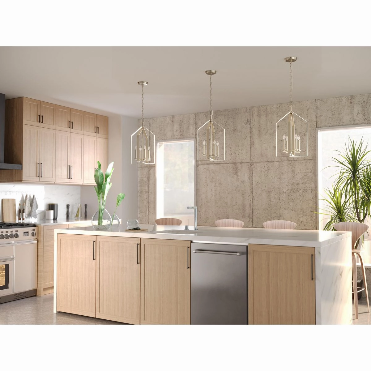 Vertex Four Light Foyer Pendant Brushed Nickel Cheap Ceiling Lights available