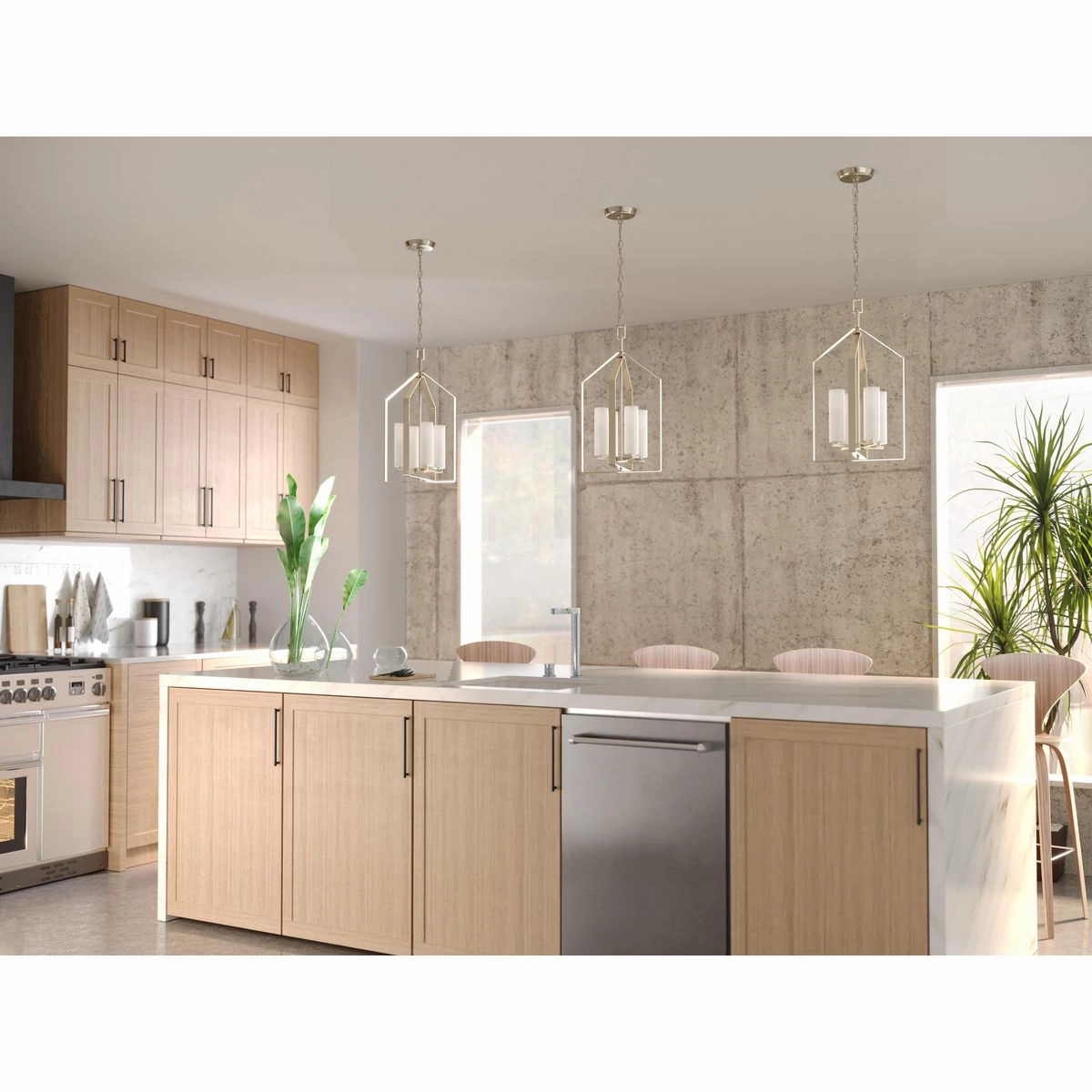 Vertex Four Light Foyer Pendant Brushed Nickel Cheap Ceiling Lights available