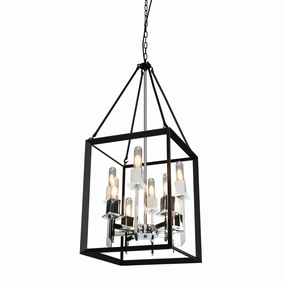 Vineyard Eight Light Chandelier Black & Chrome Ceiling Lights Lighting discount price