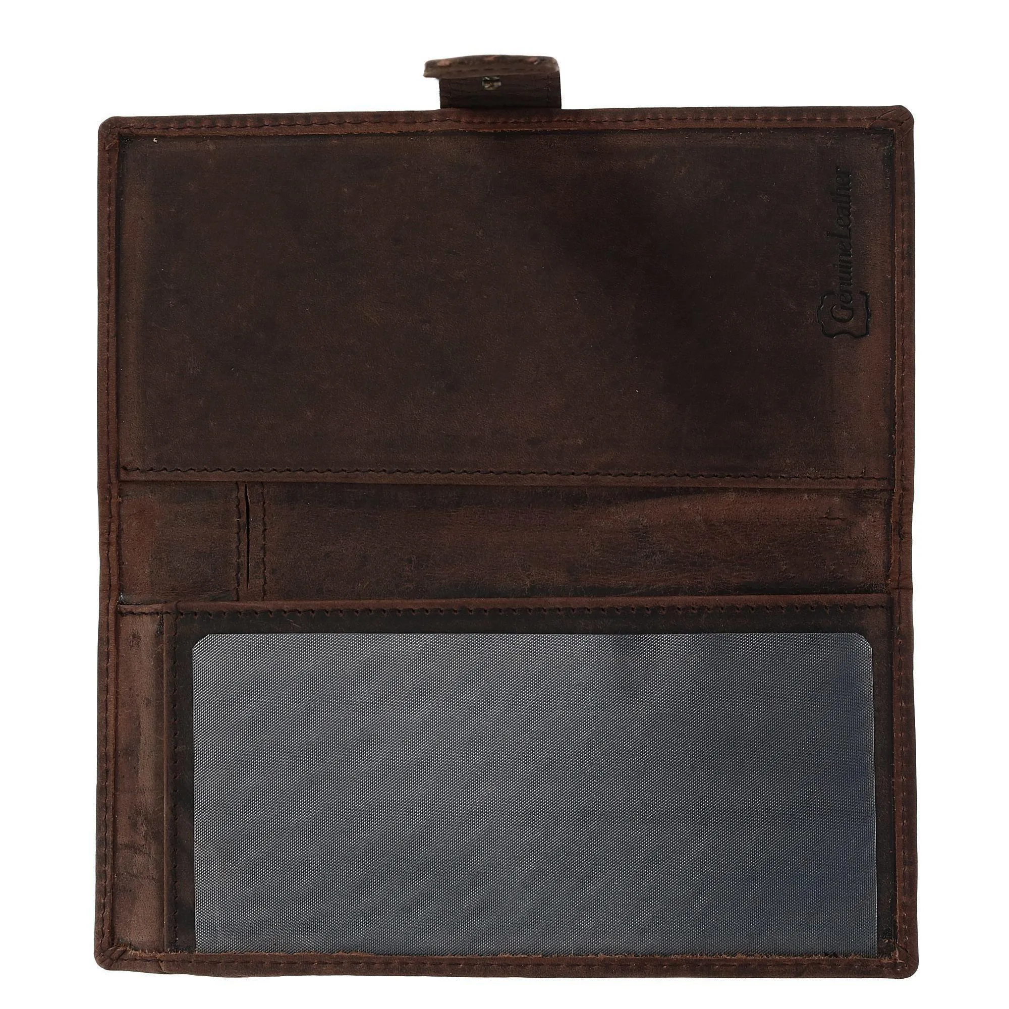 Vintage Leather RFID Checkbook Cover Wallet with Snap Closure