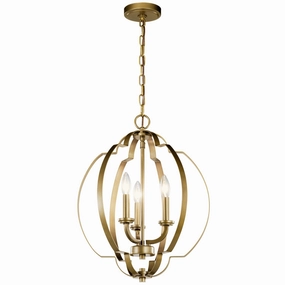 Voleta Three Light Pendant Natural Brass Ceiling Lights Lighting free shipping