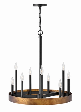 Wells LED Chandelier in Weathered Brass Modern Ceiling Lights shop