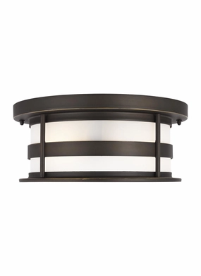 Wilburn Two Light Outdoor Flush Mount Antique Bronze Outdoor Ceiling Mount Lighting hot sale