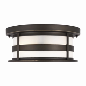 Wilburn Two Light Outdoor Flush Mount Antique Bronze Outdoor Ceiling Mount Lighting hot sale