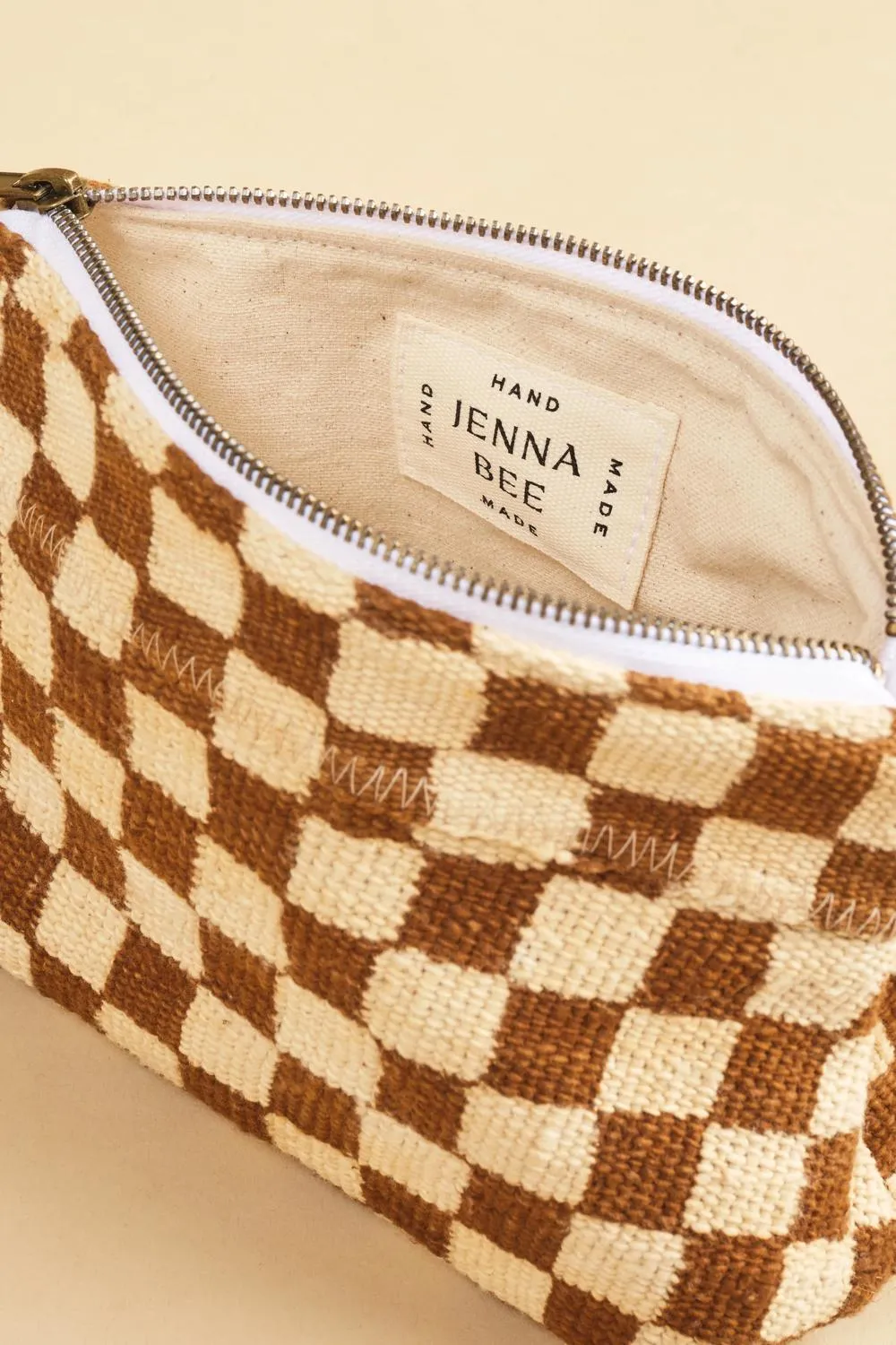Women's Checkered Cosmetic Bag In Ochre