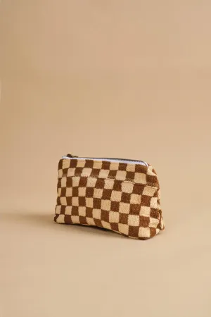 Women's Checkered Cosmetic Bag In Ochre