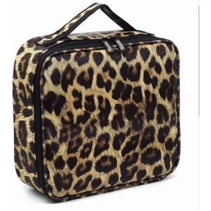 Women's Cosmetic Makeup Travel Case In Leopard