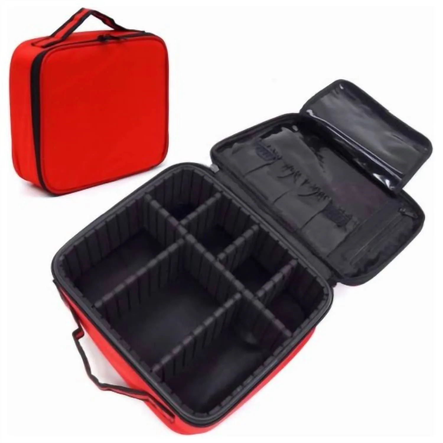 Women's Cosmetic Makeup Travel Case In Red