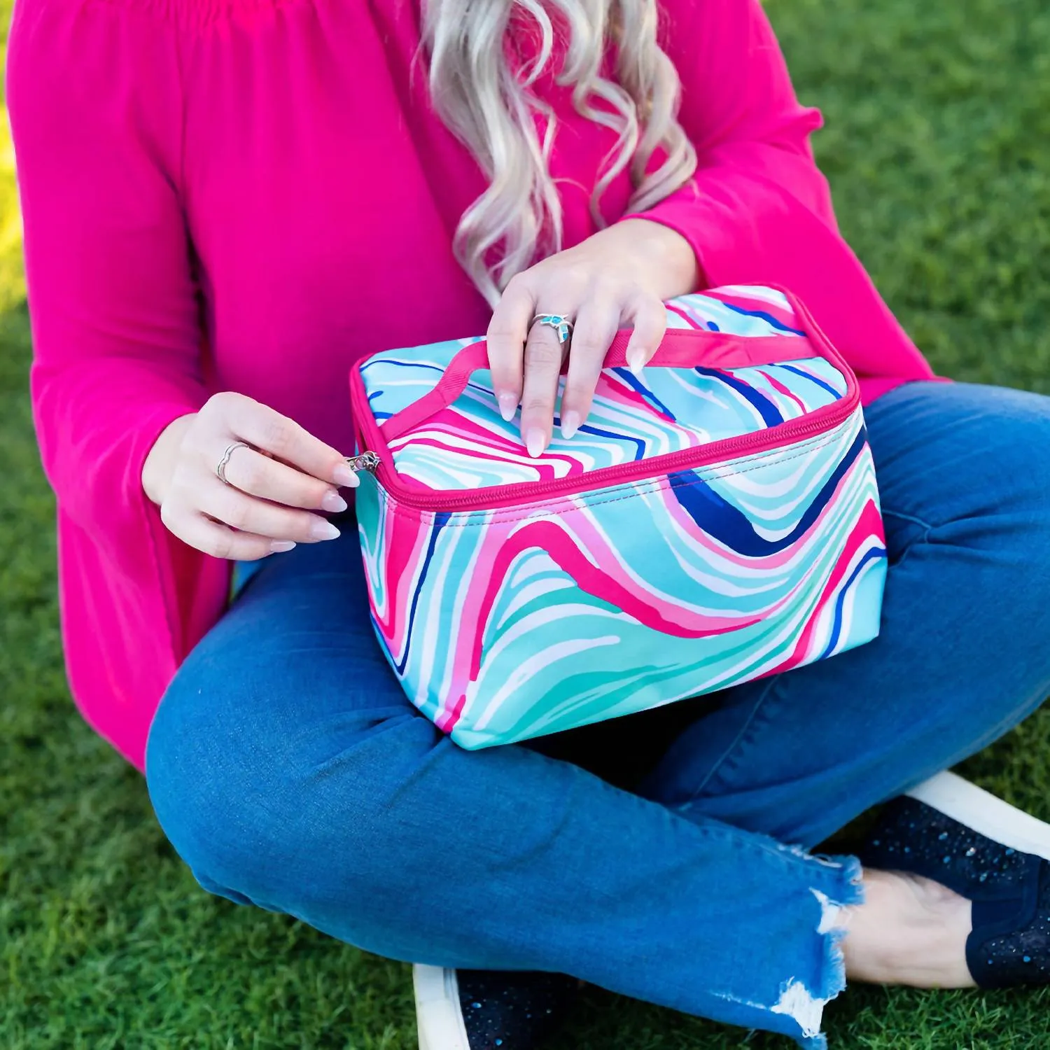 Women's Marble-Ous Cosmetic Bag In Blue/multi