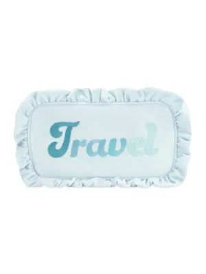 Women's Travel Velvet Ruffle Small Pouch - Pre-Sewn In Cloud