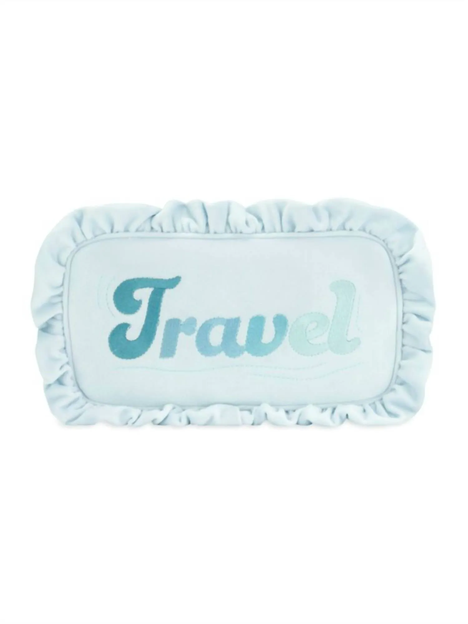 Women's Travel Velvet Ruffle Small Pouch - Pre-Sewn In Cloud