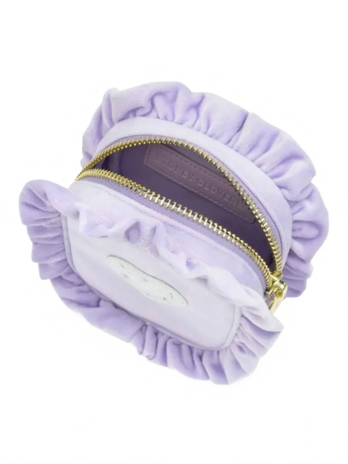 Women's Velvet Ruffle Mini Pouch With Heart - Pre-Sewn In Galaxy (Purple)