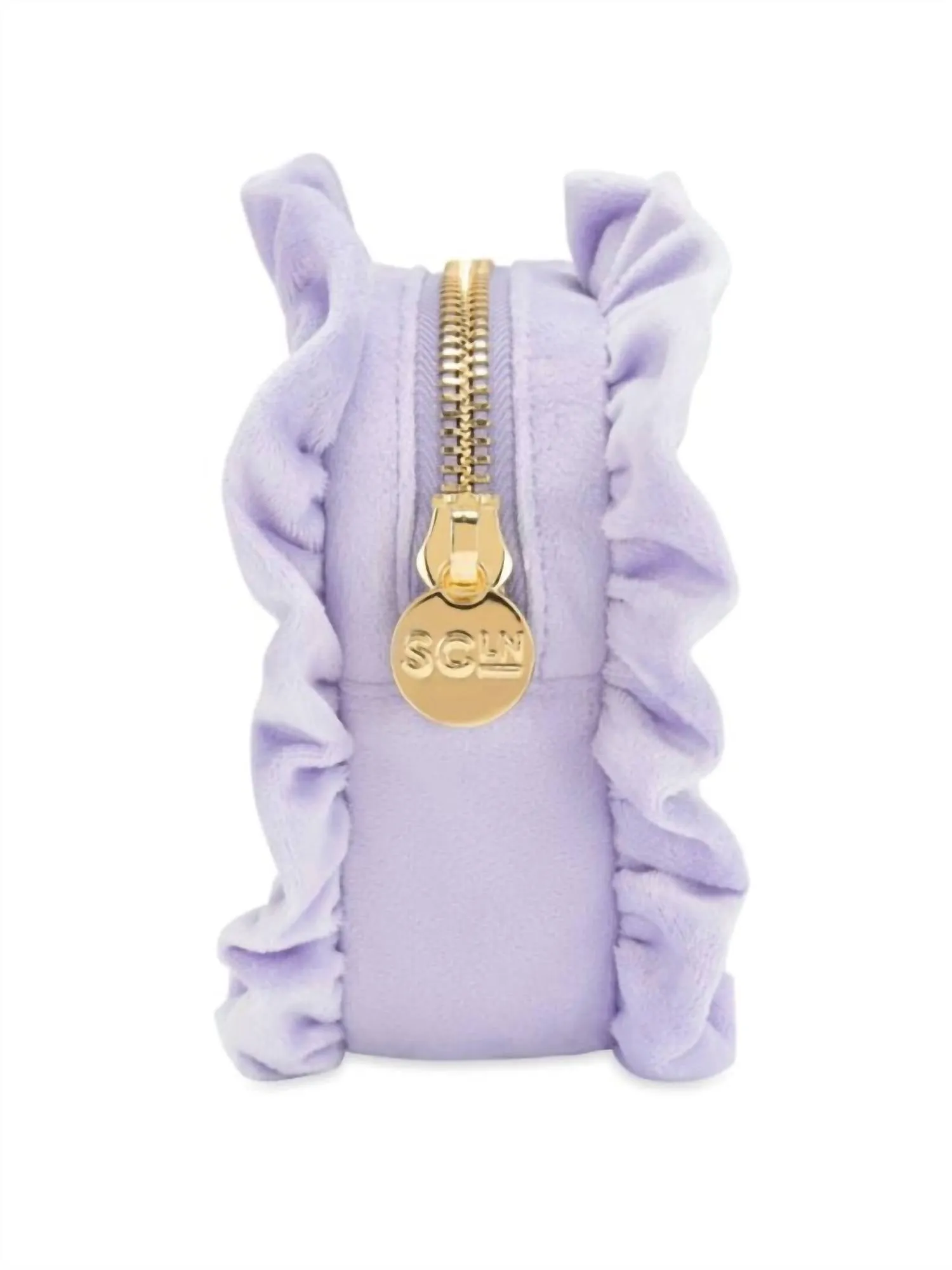 Women's Velvet Ruffle Mini Pouch With Heart - Pre-Sewn In Galaxy (Purple)
