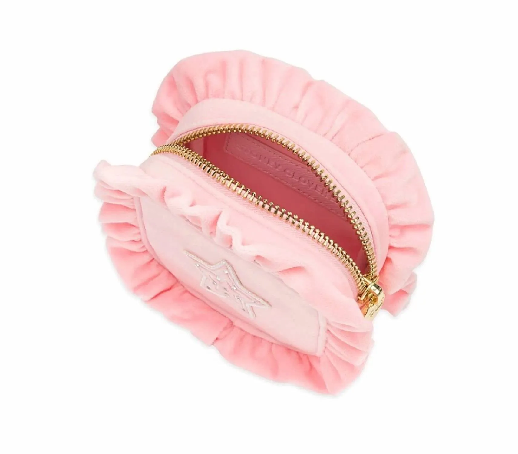 Women's Velvet Ruffle Mini Pouch With Star - Pre-Sewn In Sunburst (Pink)