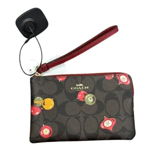 Wristlet Designer By Coach In Brown & Red, Size:Small