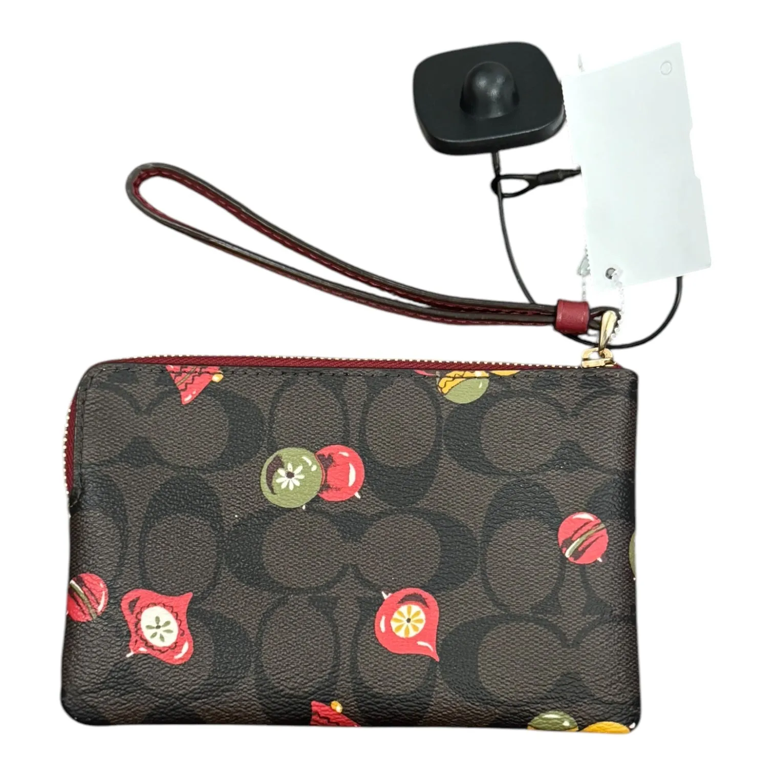 Wristlet Designer By Coach In Brown & Red, Size:Small
