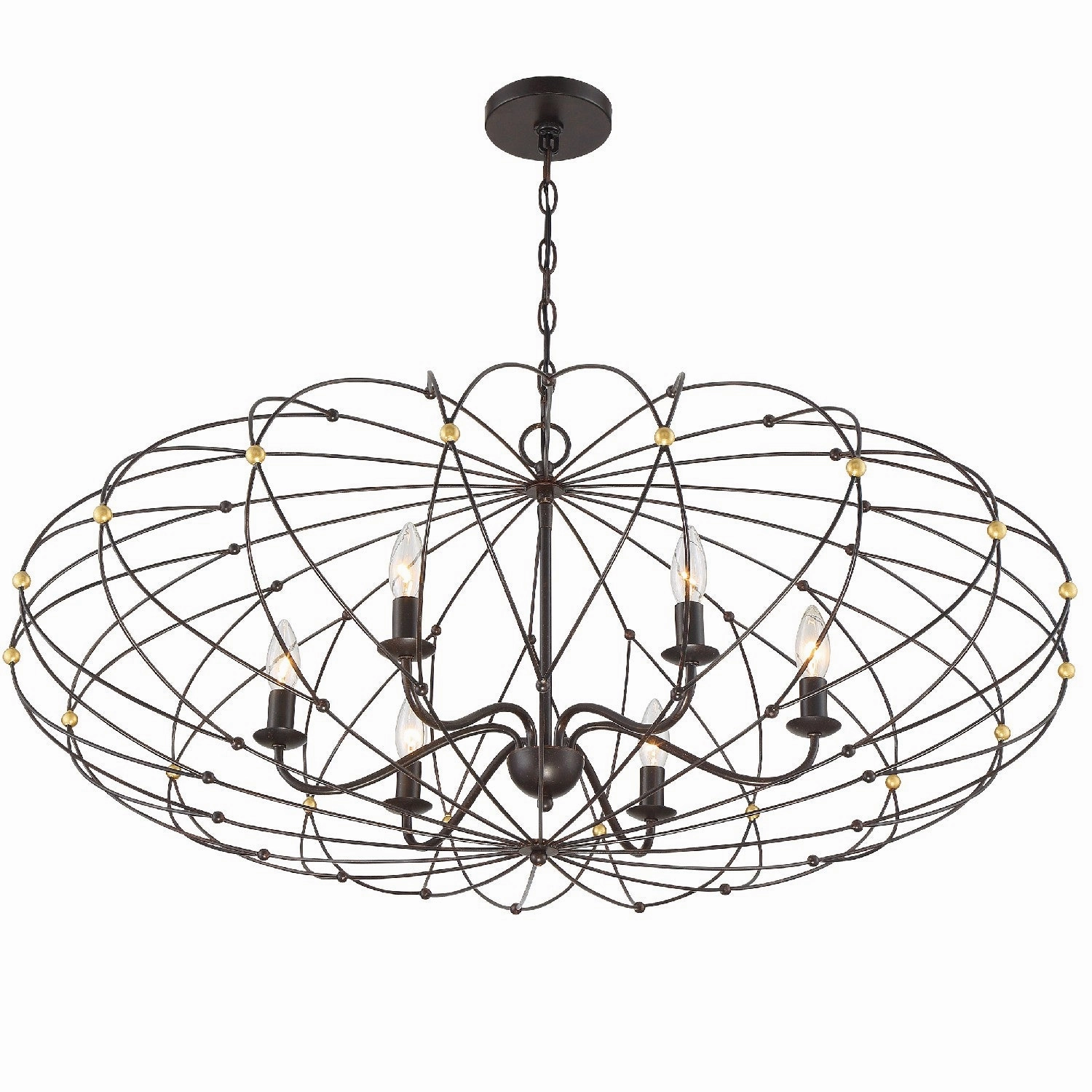Zucca Six Light Chandelier English Bronze   Antique Gold Designer Ceiling Lights for less
