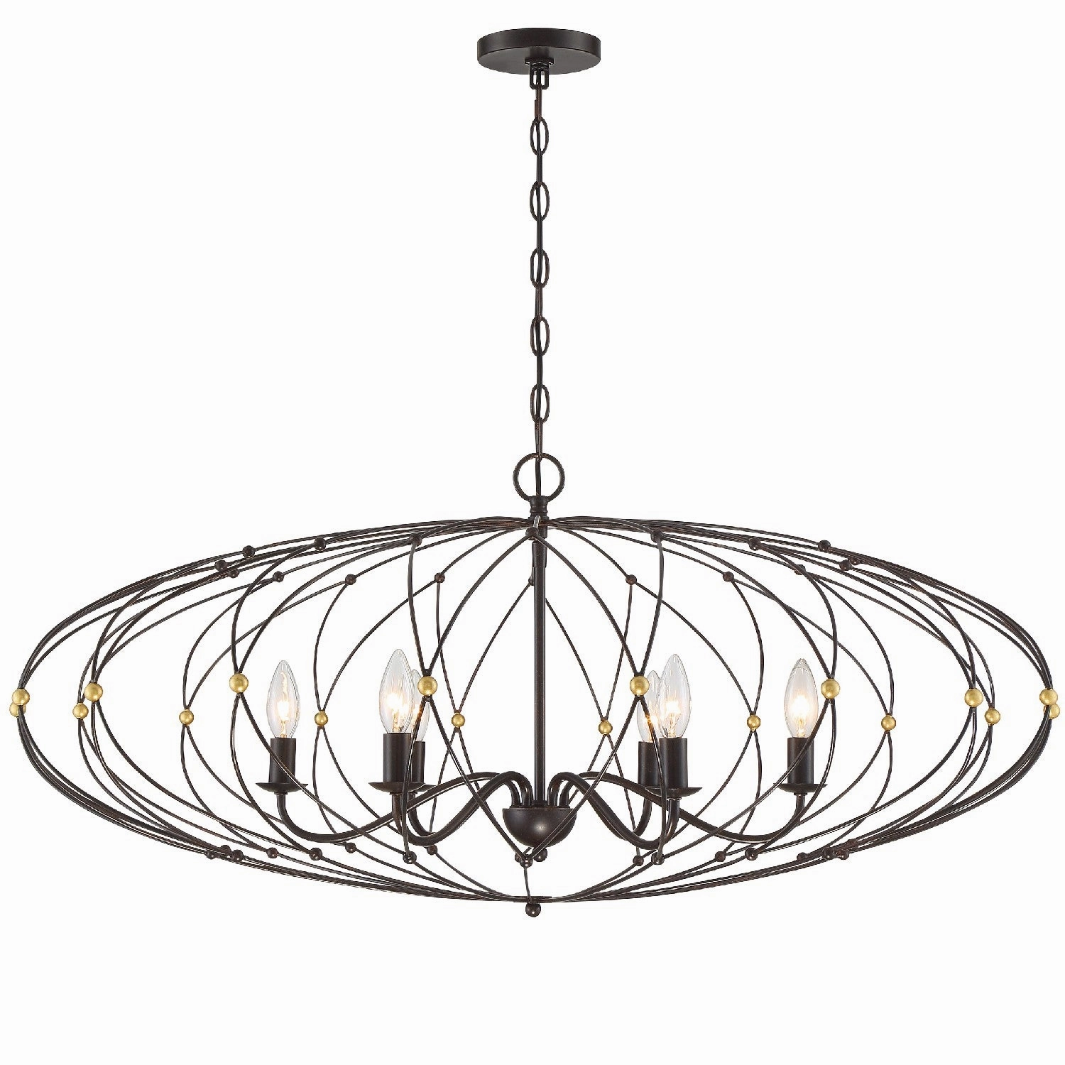 Zucca Six Light Chandelier English Bronze   Antique Gold Designer Ceiling Lights for less