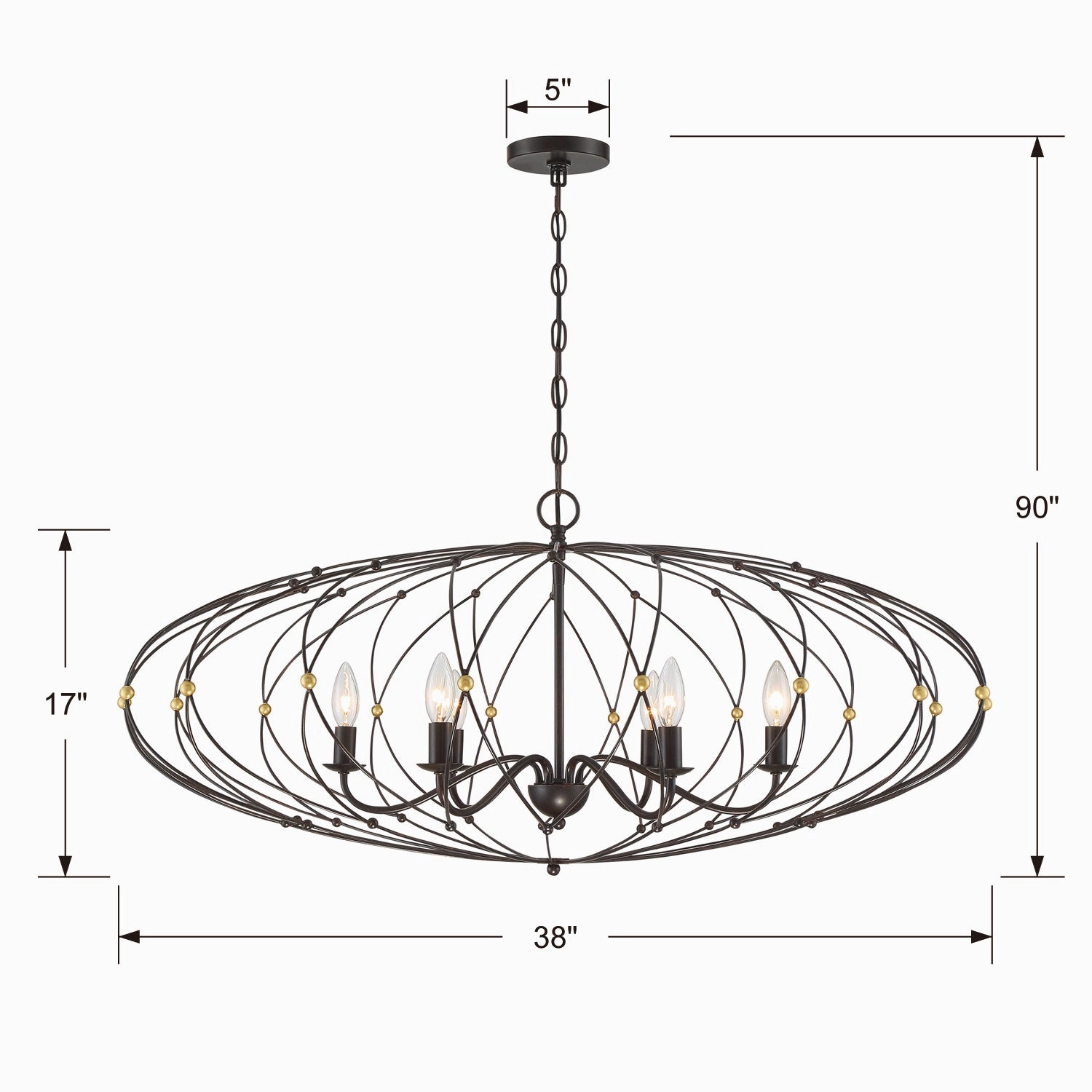 Zucca Six Light Chandelier English Bronze   Antique Gold Designer Ceiling Lights for less